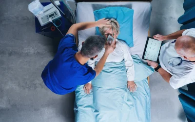 Bedside patient handoff during a fixed-wing air ambulance transport