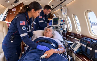 Fixed-wing air ambulance aircraft used for medical transport