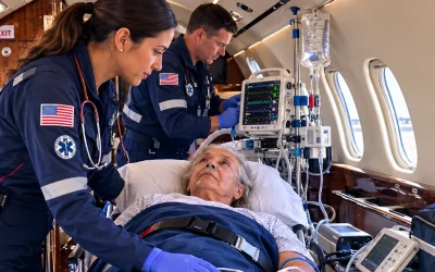 Fixed-wing air ambulance aircraft used for medical transport