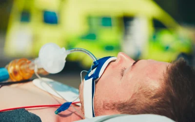 Intubated, ventilated ALS patient during fixed-wing air ambulance transport